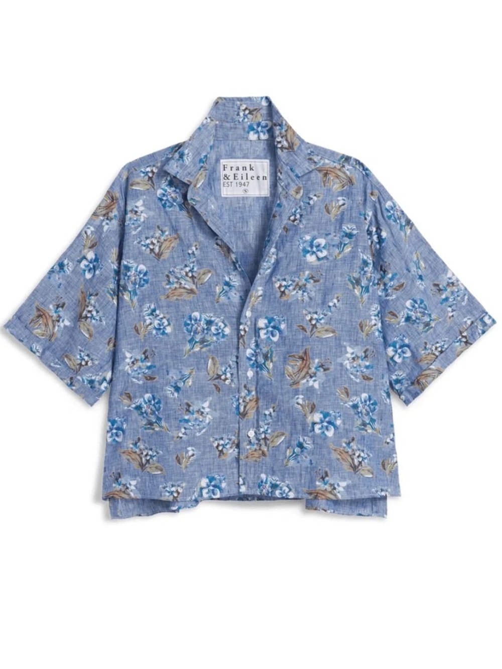 FRANK & EILEEN ‘Rosie’ 100% Linen Short Sleeve Shirt Floral & Bird Print - Picture 5 of 16